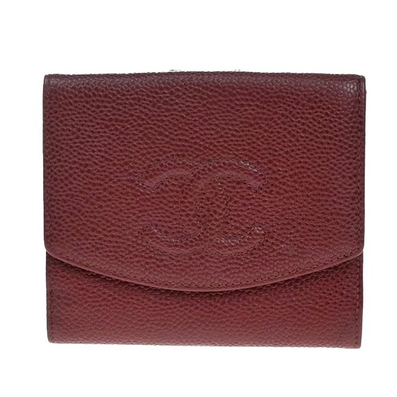 CHANEL Handbags - CHANEL CC Logo Bifold Compact Wallet Grained Calfskin Leather Red